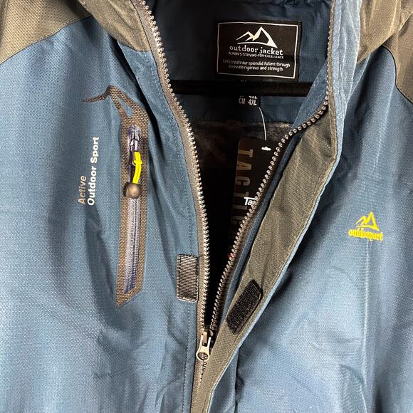 Tacvasen Colorblock Jacket Blue Gray Full Zip Waterproof Fleece Lined 2XL Men's - Picture 7 of 13